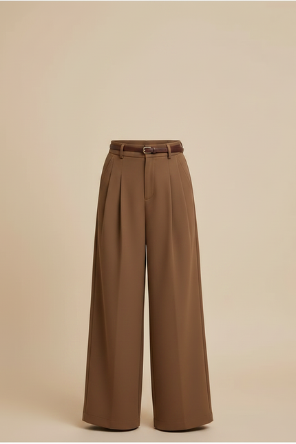 Pantalon Marron Ample Plissé Fluide Élégant - Viscose - vue 3