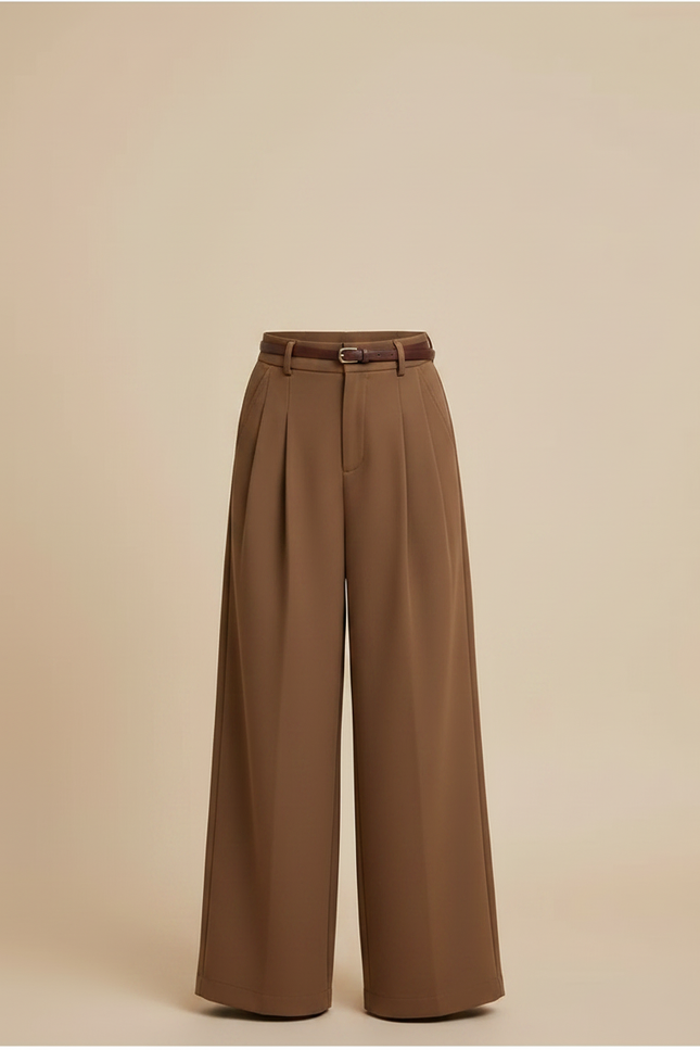 Pantalon Marron Ample Plissé Fluide Élégant - Viscose - vue 3