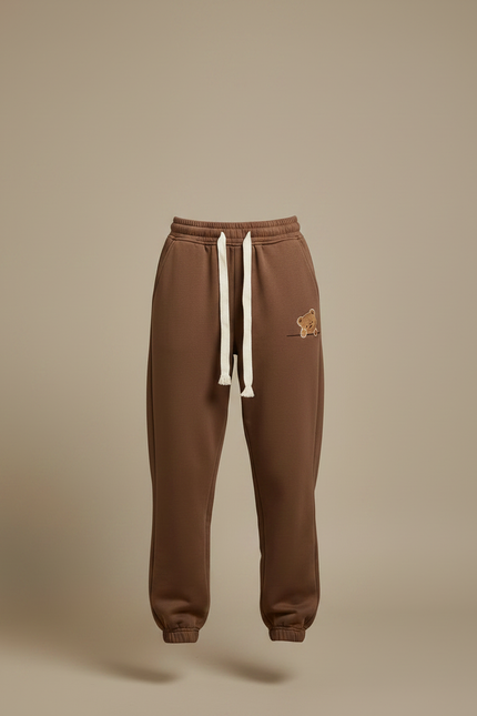 Pantalon Marron Ample Décontracté Ours Cordon Sport - Molleton - vue 3