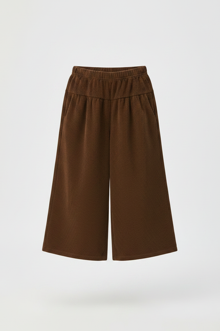 Pantalon Marron Velours Côtelé Ample Élastique Enfant - Cordé - vue 3
