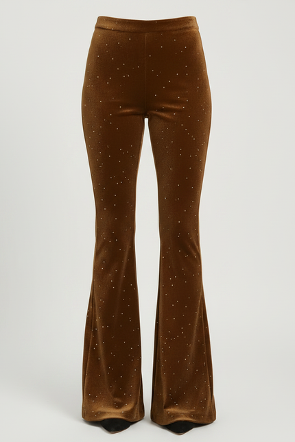 Pantalon Paillette Marron - Velours - vue 3