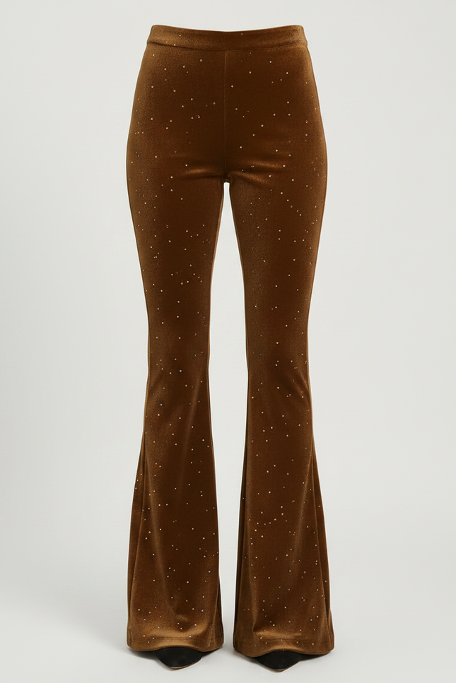Pantalon Paillette Marron - Velours - vue 3