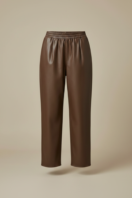 Pantalon Simili Cuir Marron Chocolat - vue 3