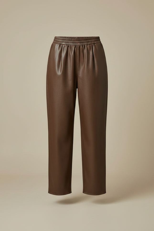 Pantalon Simili Cuir Marron Chocolat - vue 3