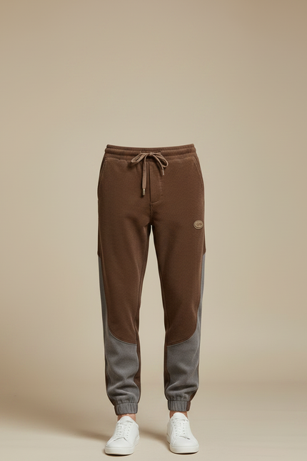 Pantalon Marron Côtelé Bicolore Sport Décontracté Homme - Cordé - vue 3