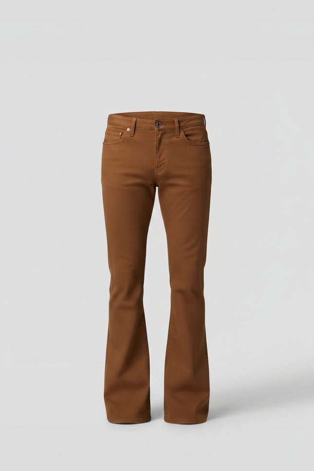 Pantalon Marron Évasé Vintage Extensible Slim Homme - Gabardine - vue 3