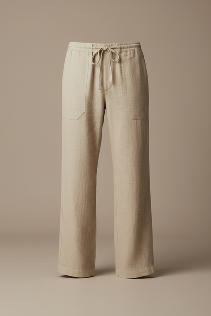 Pantalon Lin Marron Clair - Beige - vue 3