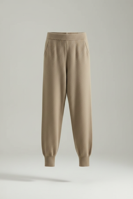 Pantalon Marron Laine Tricoté Ample Confortable - Kaki - vue 3