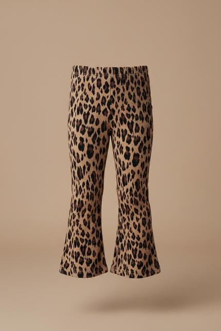 Pantalon Marron Léopard Évasé Confortable Fille Tendance - Imprimé Molleton - vue 3