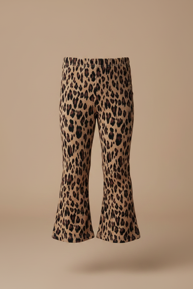 Pantalon Marron Léopard Évasé Confortable Fille Tendance - Imprimé Molleton - vue 3