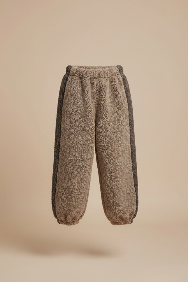 Pantalon Marron Polaire Ample Chaud Bicolore Enfant - Molleton - vue 3