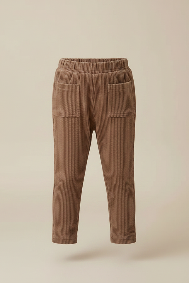 Pantalon Marron Côtelé Décontracté Enfant Confortable - Cordé - vue 3