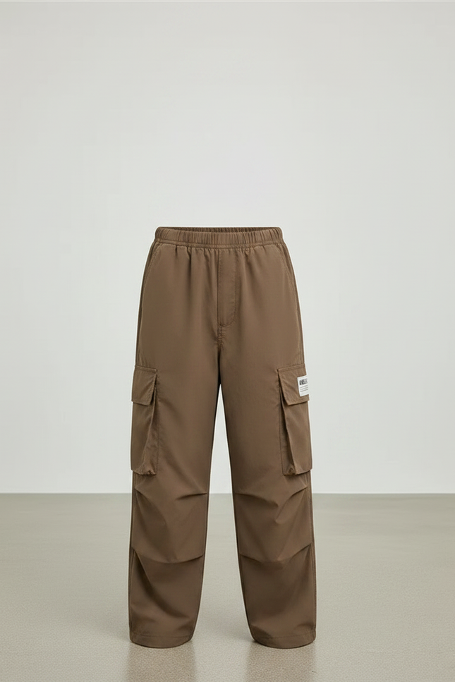 Pantalon Marron Cargo Ample Multi-Poches Garçon Décontracté - Polyester - vue 3