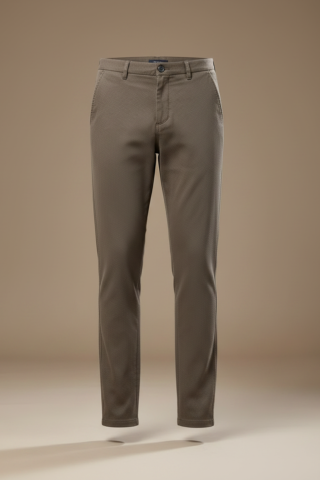 Pantalon Marron Homme Slim Droit Coton Tissé - vue 3