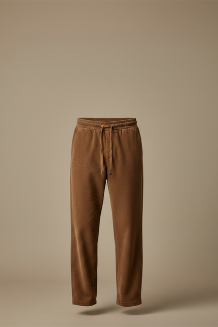 Pantalon Marron Côtelé Droit Décontracté Cordon Homme - Cordé - vue 3