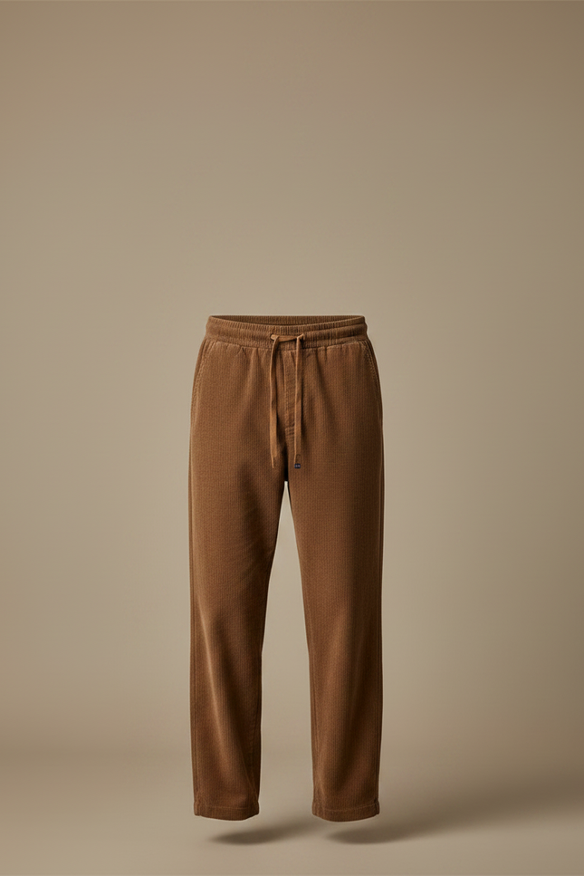 Pantalon Marron Côtelé Droit Décontracté Cordon Homme - Cordé - vue 3