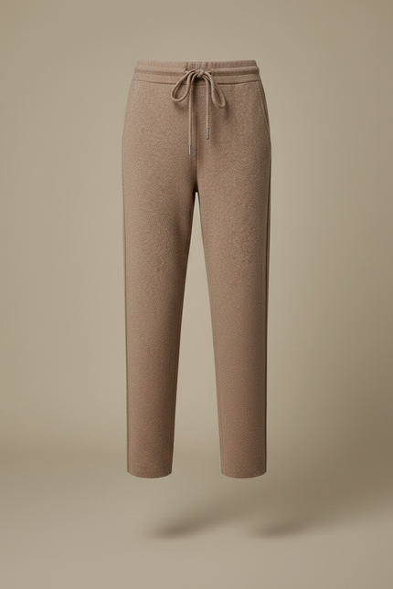 Pantalon Marron Cachemire Chaud Décontracté Cordon Femme - Laine - vue 3