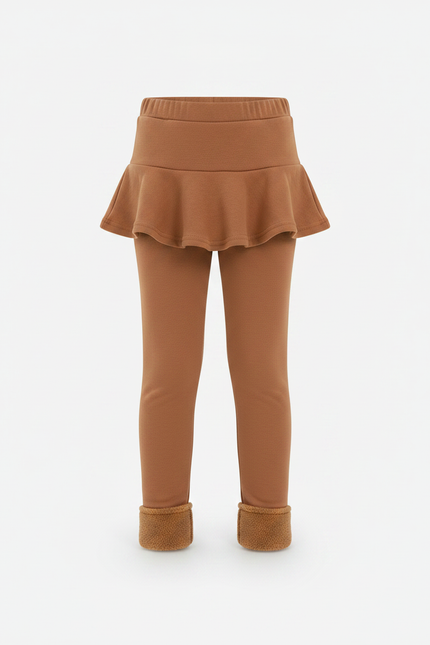 Pantalon Marron Enfant Jupe Intégrée Molletonné Chaud - vue 3