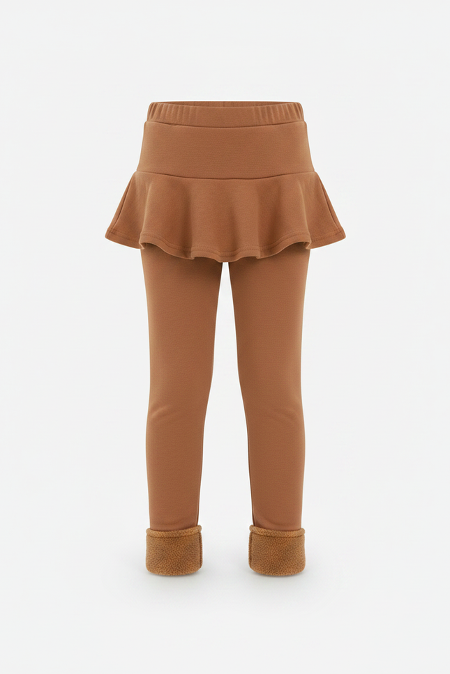 Pantalon Marron Enfant Jupe Intégrée Molletonné Chaud - vue 3