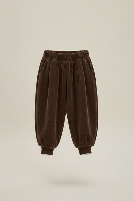 Pantalon Marron Côtelé Hiver Ample Décontracté Enfant - Cordé - vue 3