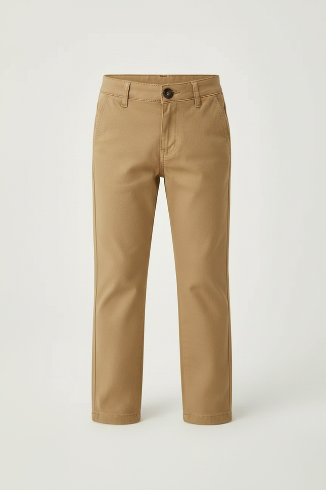 Pantalon Marron Garçon Coton Droit Classique Élégant - Kaki - vue 3