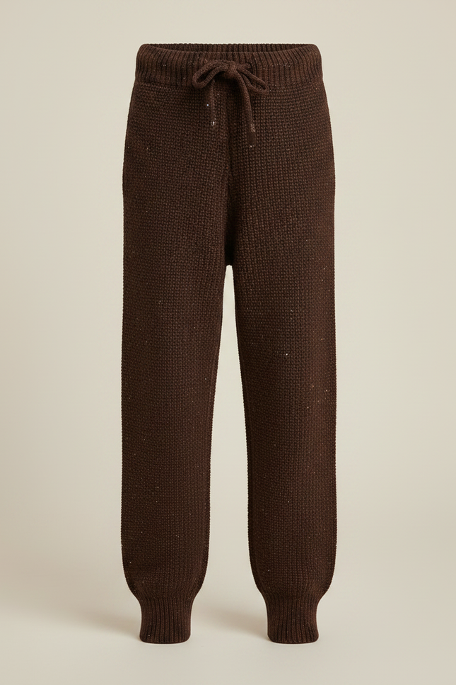 Pantalon Marron Tricoté Chiné Confortable Élastique Enfant - Maille - vue 3
