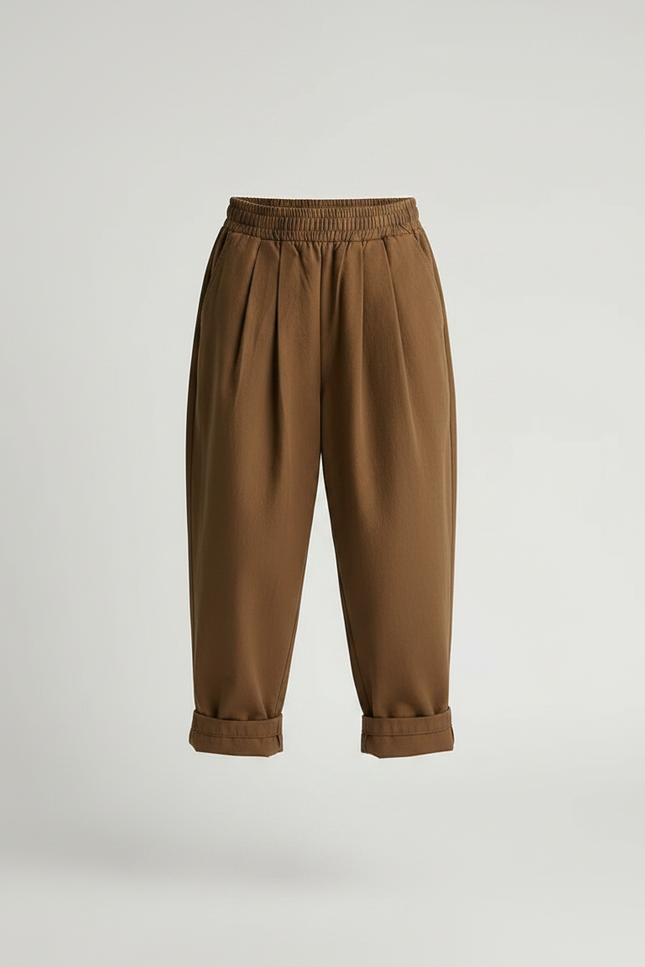 Pantalon Marron Ample Plissé Coton Enfant - vue 3