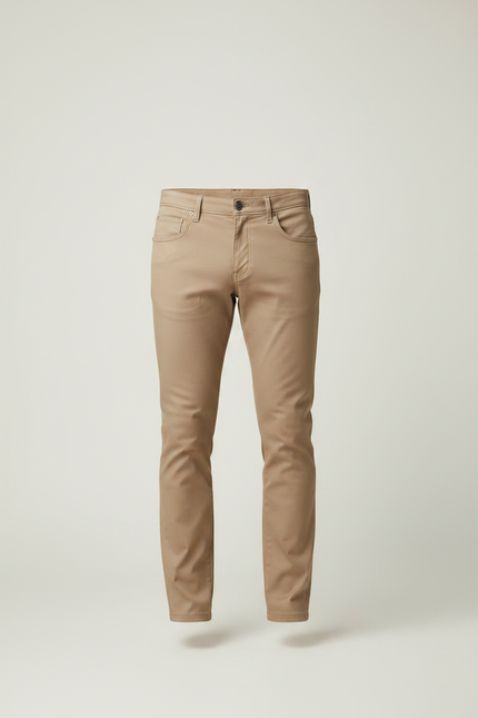 Pantalon Marron Homme Coton Slim Classique Décontracté - vue 3