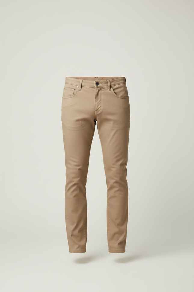 Pantalon Marron Homme Coton Slim Classique Décontracté - vue 3