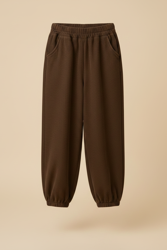 Pantalon Marron Côtelé Ample Confortable Enfant - Cordé - vue 3