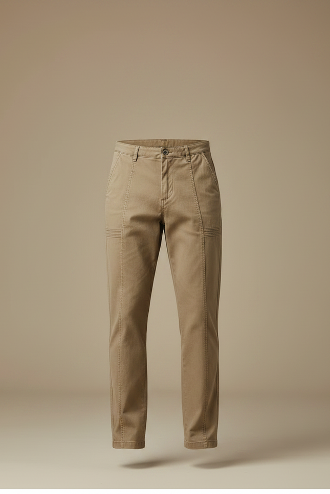 Pantalon Marron Homme Coton Décontracté Cargo Droit - Camel Gabardine - vue 3