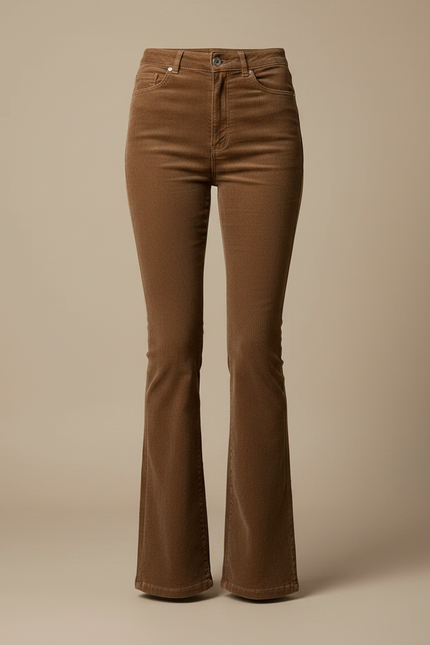 Pantalon Flare Marron - Cordé - vue 3