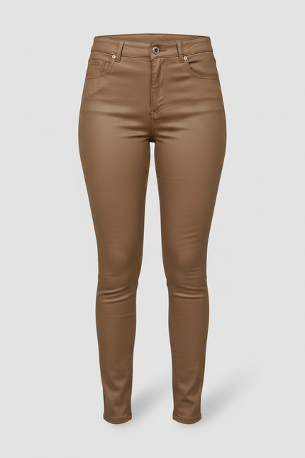 Pantalon Marron Similicuir Slim Fit Élastique Femme - Simili cuir - vue 3