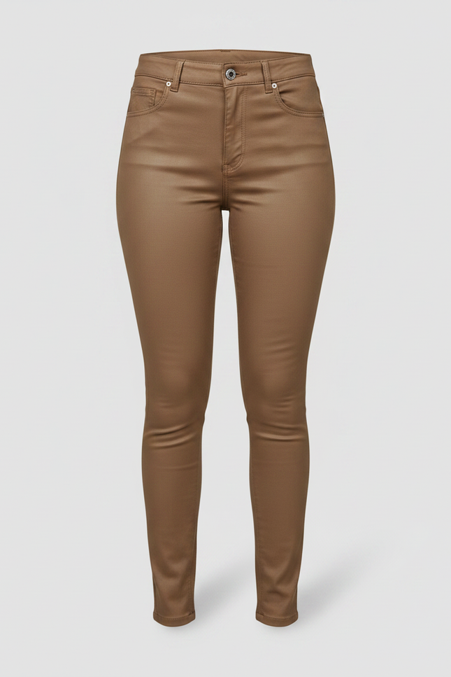 Pantalon Marron Similicuir Slim Fit Élastique Femme - Simili cuir - vue 3