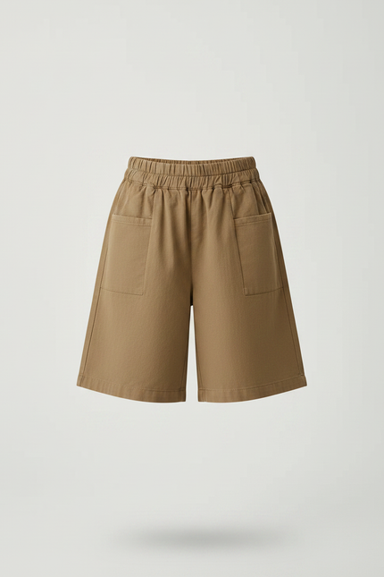 Pantalon Marron Ample Coton Enfant Décontracté Poches - Kaki - vue 3