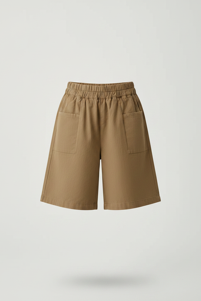 Pantalon Marron Ample Coton Enfant Décontracté Poches - Kaki - vue 3