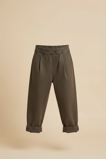 Pantalon Slouchy Marron - Kaki Molleton - vue 3