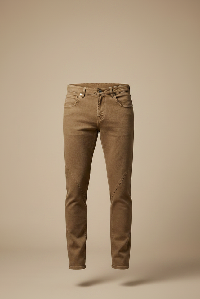 Pantalon Marron Slim Fit Décontracté Homme Coton - Gabardine - vue 3