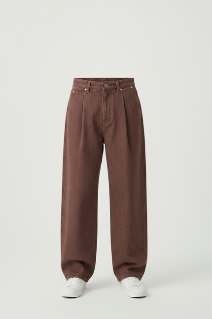 Pantalon Marron Ample Denim Décontracté Enfant - Jean - vue 3