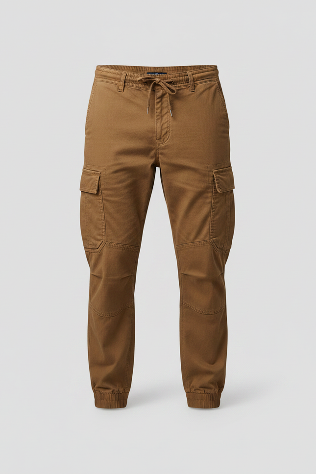 Pantalon Marron Cargo Coton Jogger Décontracté Homme - Toile - vue 3