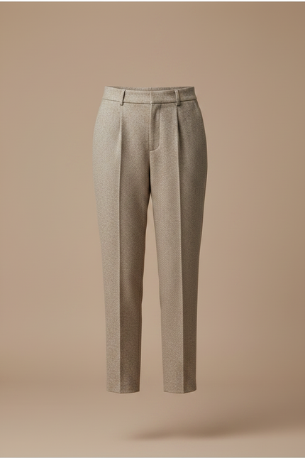 Pantalon Marron Tweed Harem Taille Haute Élégant - vue 3