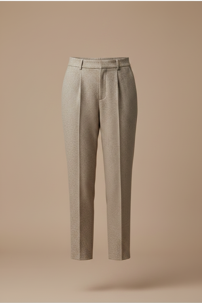 Pantalon Marron Tweed Harem Taille Haute Élégant - vue 3