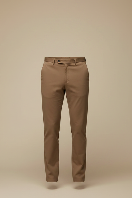 Pantalon Marron Homme Droit Coton Stretch Décontracté Classique - vue 3