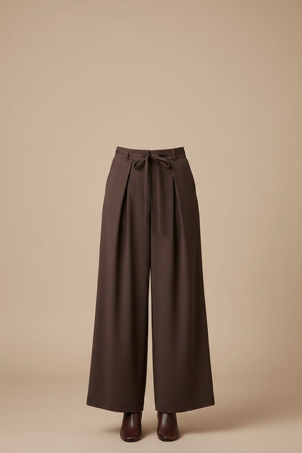 Pantalon Paper Bag Marron - Polyester - vue 3