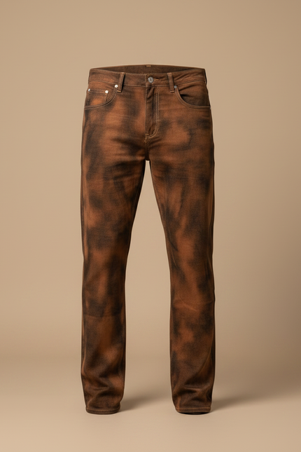 Pantalon Marron Décontracté Délavé Homme Tendance - Jean - vue 3