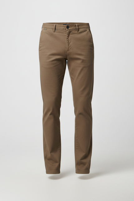 Pantalon Marron Chino Coton Slim Fit Homme Casual - vue 3