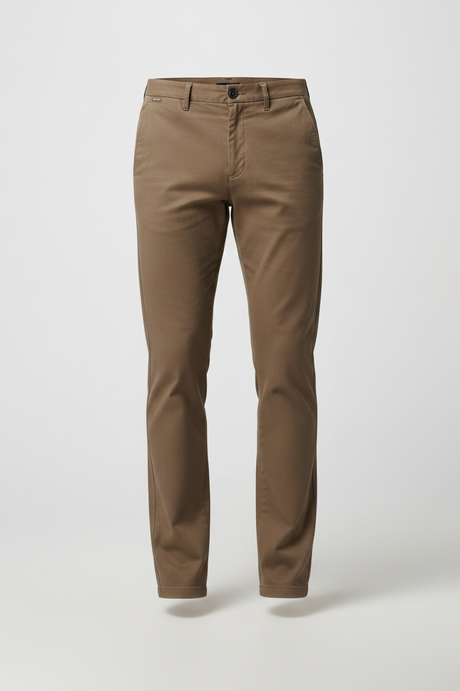 Pantalon Marron Chino Coton Slim Fit Homme Casual - vue 3