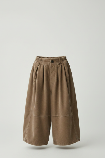 Pantalon Marron Ample Côtelé Plissé Décontracté Enfant - Cordé - vue 3