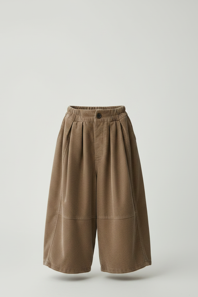 Pantalon Marron Ample Côtelé Plissé Décontracté Enfant - Cordé - vue 3