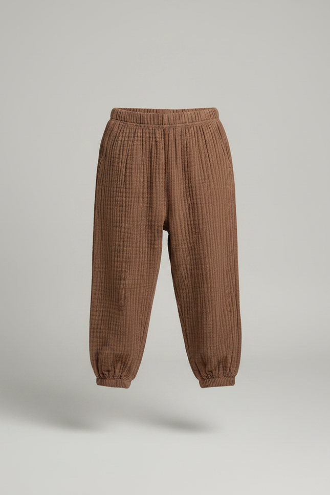 Pantalon Gaze De Coton Marron - vue 3